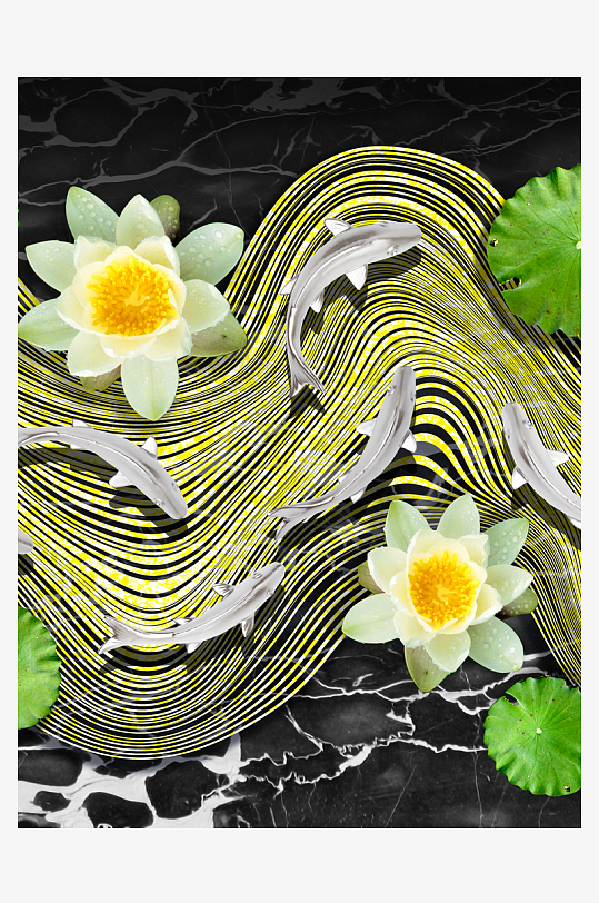 花瓣花卉中式装饰画-众图网