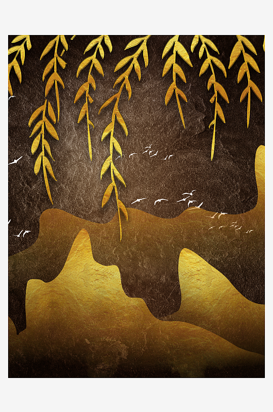 树枝树叶中式装饰画-众图网