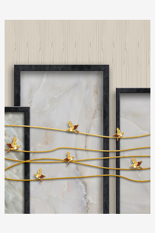 飞鸟意境风景画中式装饰画-众图网