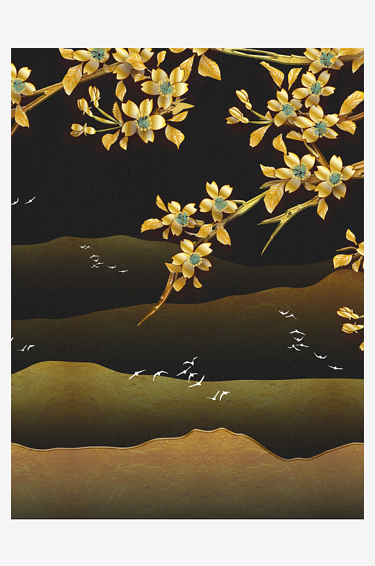 树枝树叶中式装饰画-众图网