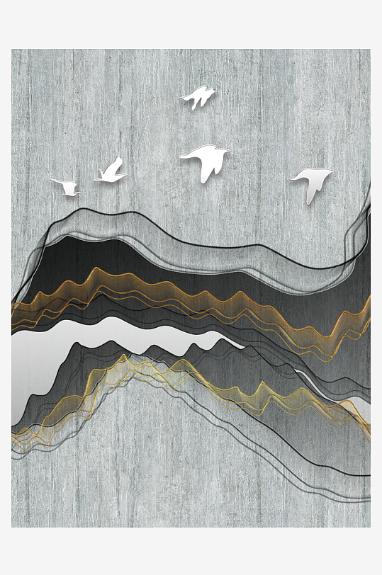 飞鸟意境风景画中式装饰画-众图网