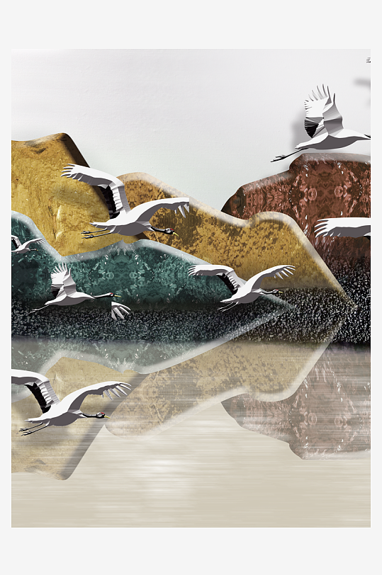 水墨山脉风景画中式装饰画-众图网