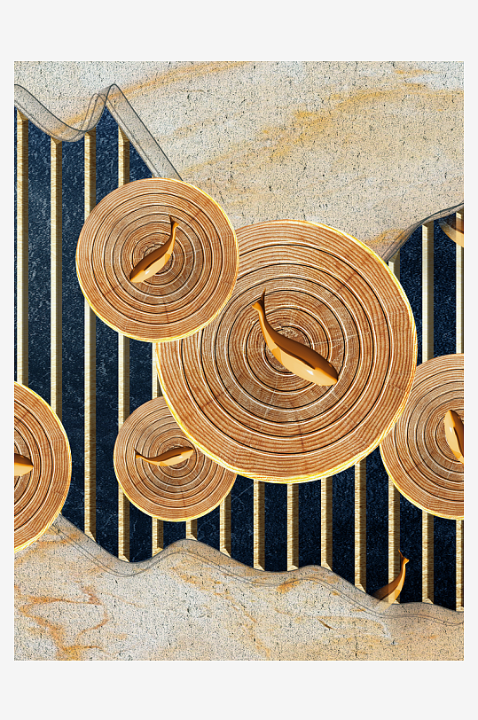 游鱼中式装饰画挂画-众图网