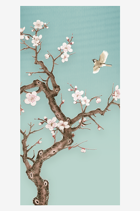 中式花卉花枝装饰画-众图网