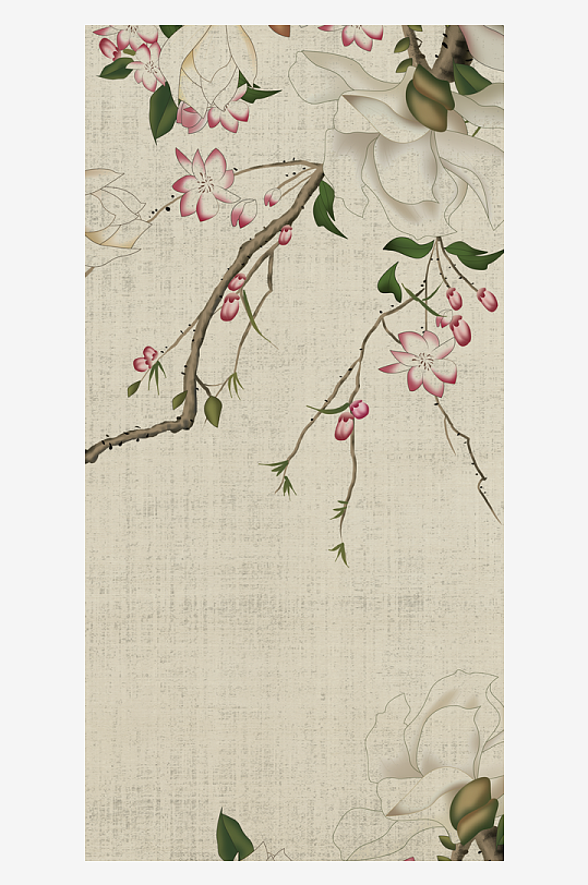 中式花卉花枝装饰画-众图网