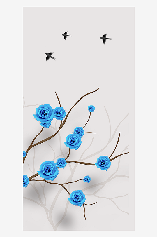 中式花卉花枝装饰画-众图网