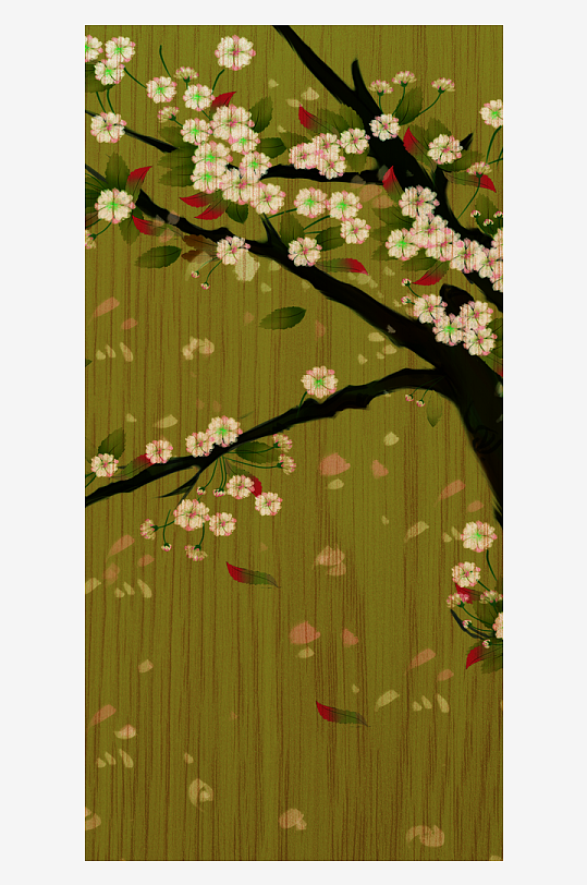 中式花卉花枝装饰画-众图网