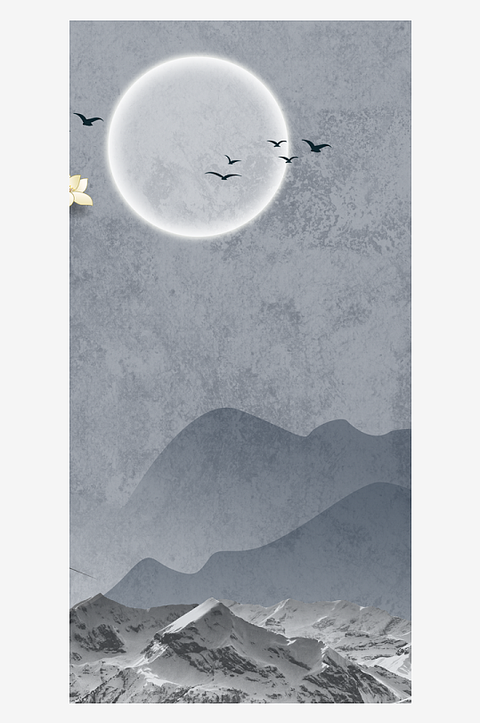 水墨风景画中式装饰画-众图网