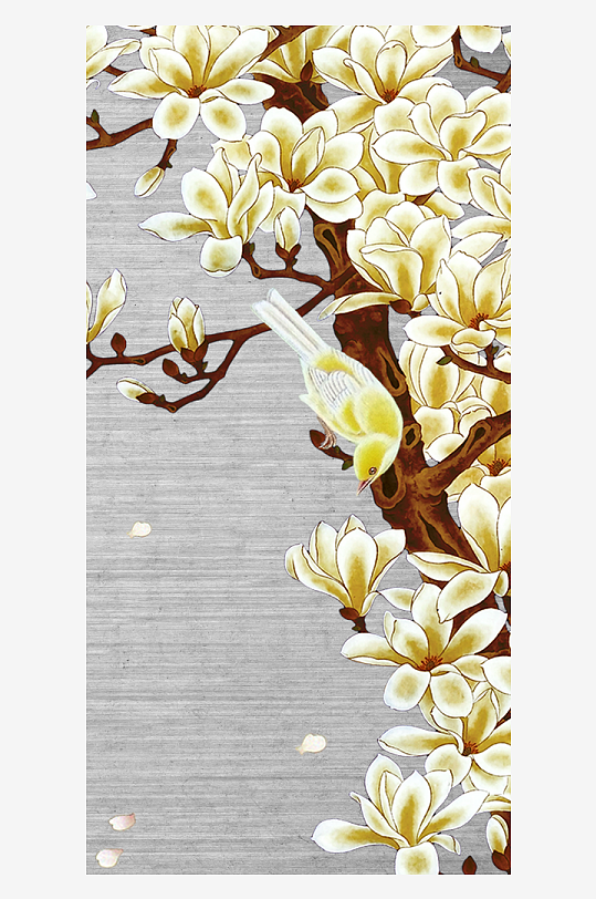 中式花卉花枝艺术装饰画-众图网