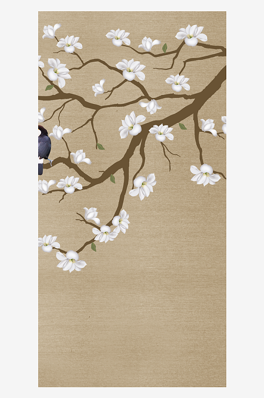 中式花卉花枝艺术装饰画-众图网