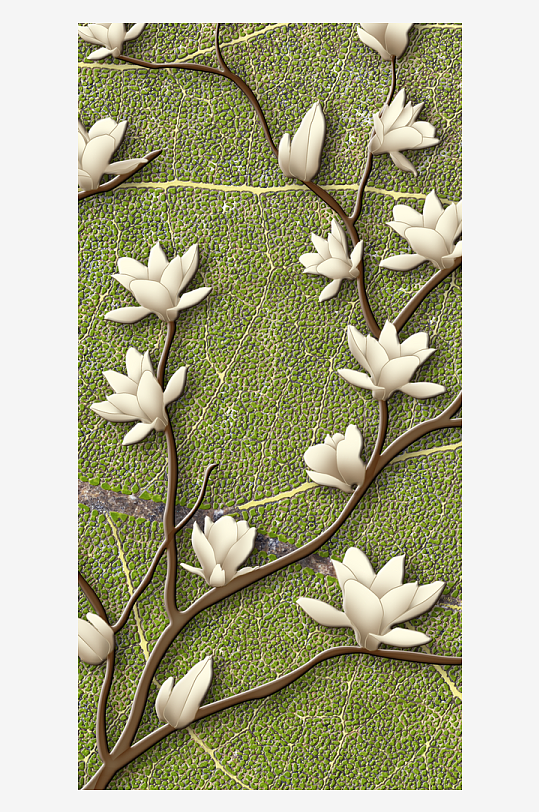 中式花卉花枝艺术装饰画-众图网