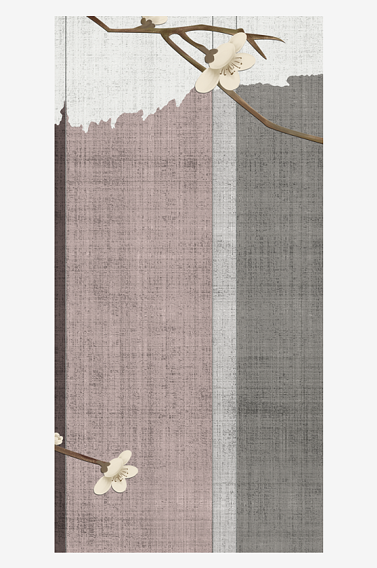 中式花卉花枝艺术装饰画-众图网