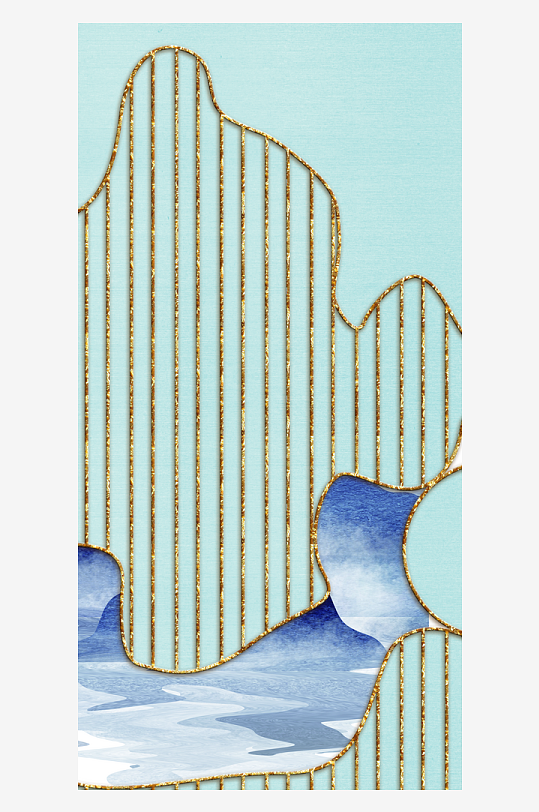 水墨山脉风景画中式装饰画-众图网