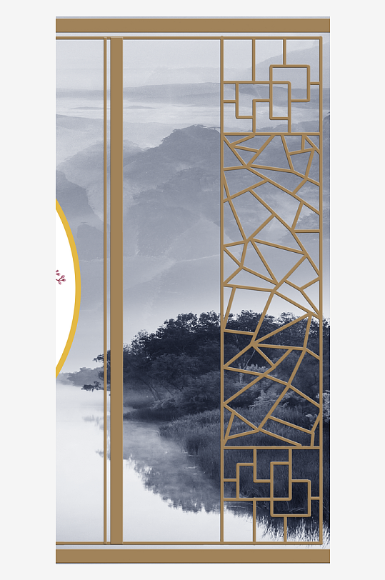 水墨风景画中式装饰画-众图网