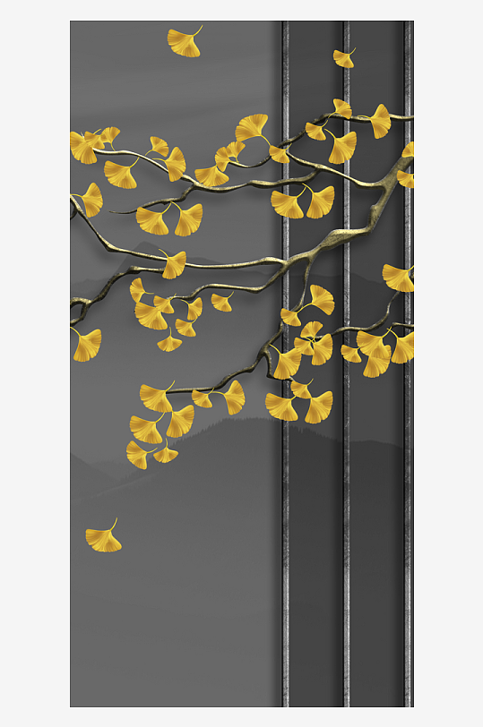 树枝植物风景画艺术装饰画-众图网