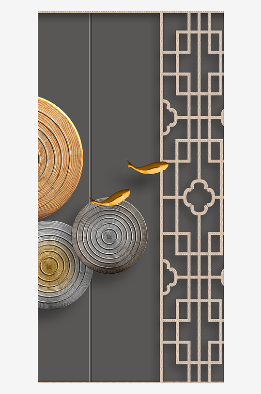 中式轻奢立体挂画装饰画-众图网