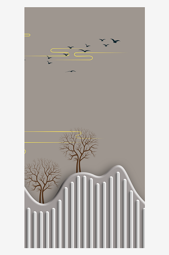 飞鸟中式艺术装饰画-众图网