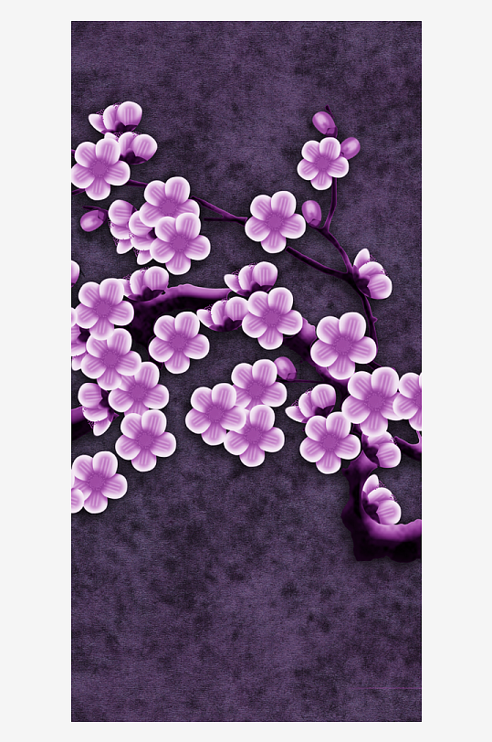 水墨花卉花枝中式装饰画-众图网