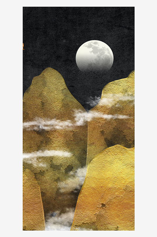 水墨山脉风景画中式装饰画-众图网