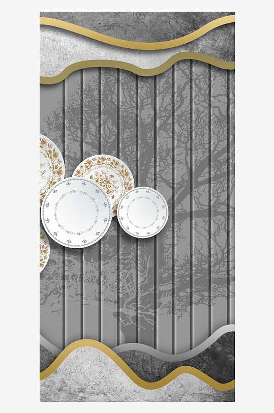 水墨山脉风景画中式装饰画-众图网