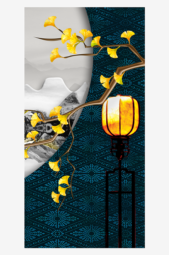 树枝植物风景画艺术装饰画-众图网