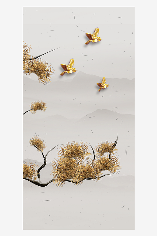 树枝植物风景画艺术装饰画-众图网