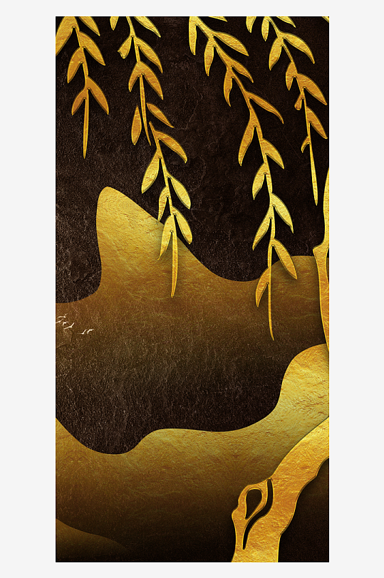 树枝植物风景画艺术装饰画-众图网