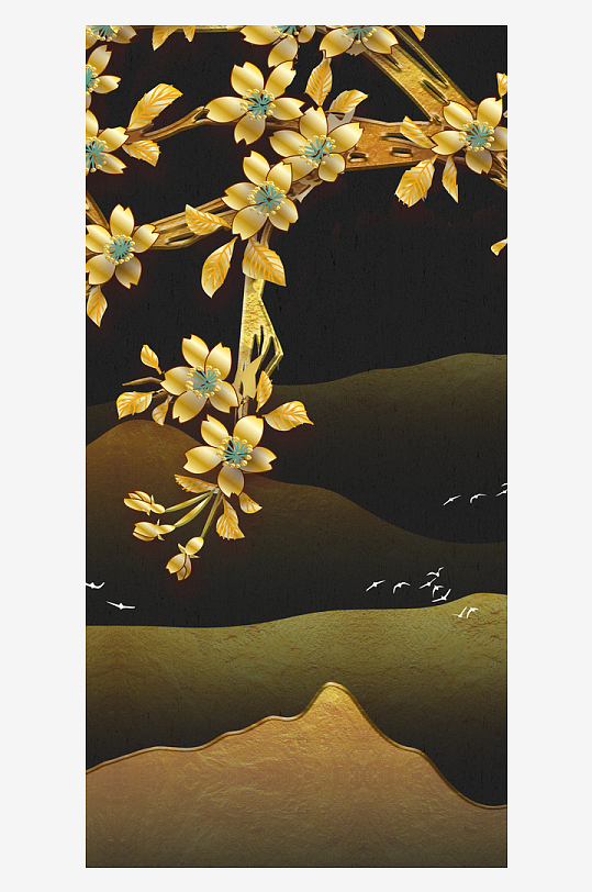 水墨花卉中式装饰画-众图网