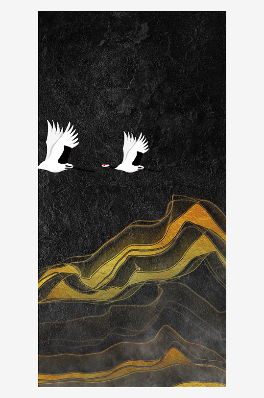 水墨山脉风景画中式装饰画-众图网