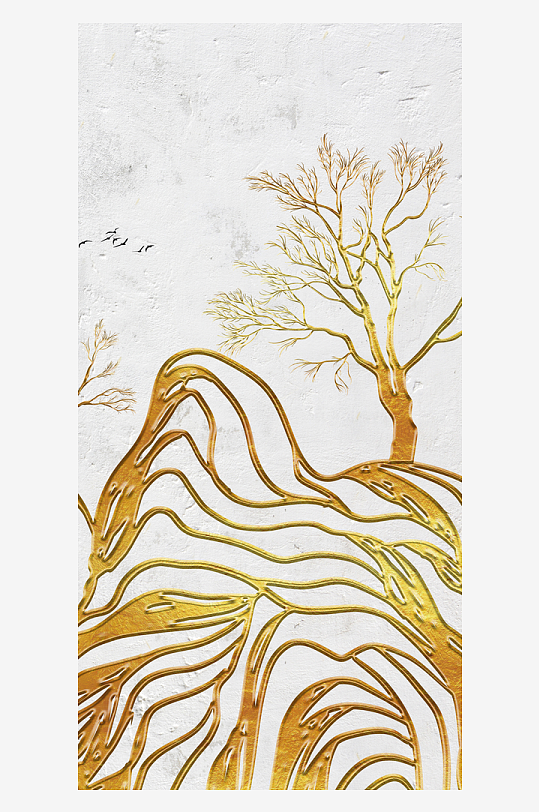 水墨山脉风景画中式装饰画-众图网