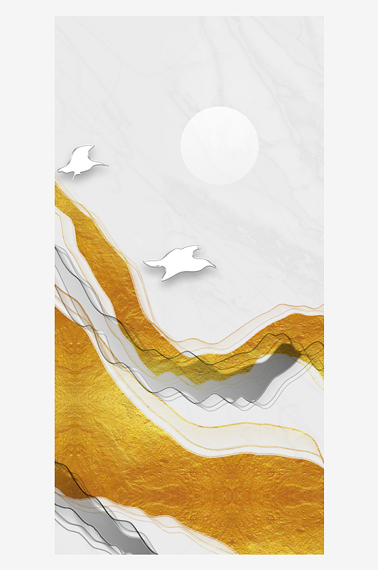 水墨山脉风景画中式装饰画-众图网