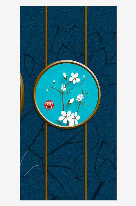 花卉中式挂画装饰画-众图网