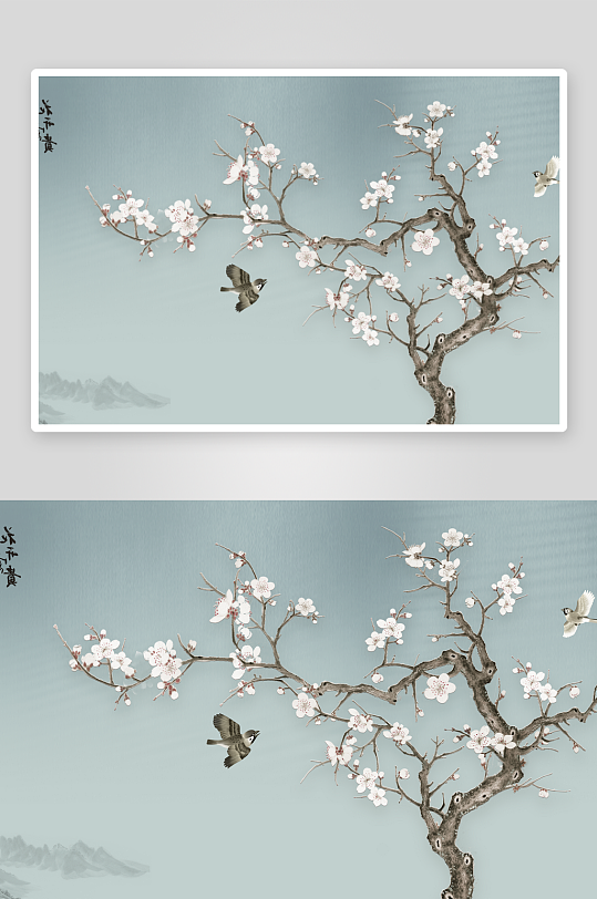 花卉花枝中式挂画装饰画-众图网