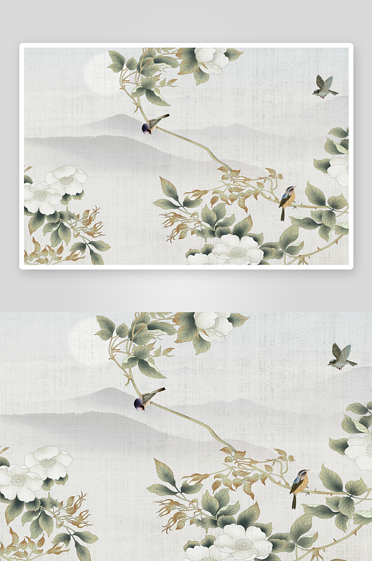 花卉花枝中式挂画装饰画-众图网