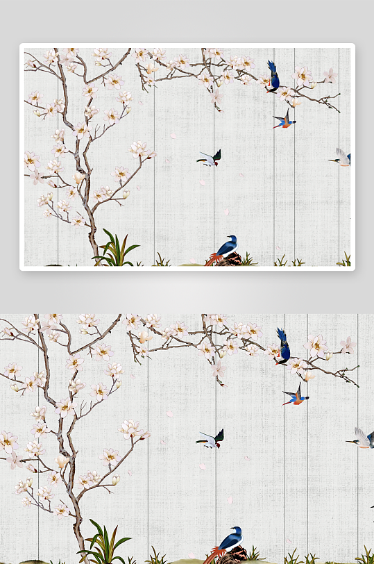 花卉花枝中式挂画装饰画-众图网