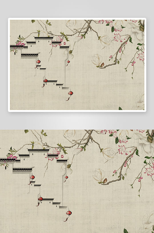 花卉花枝中式挂画装饰画-众图网
