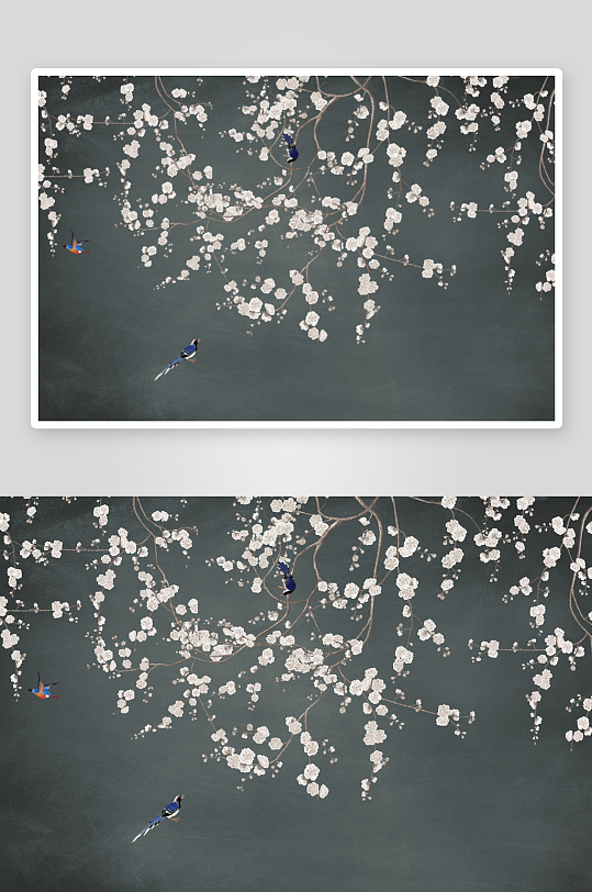 花卉花枝中式挂画装饰画-众图网