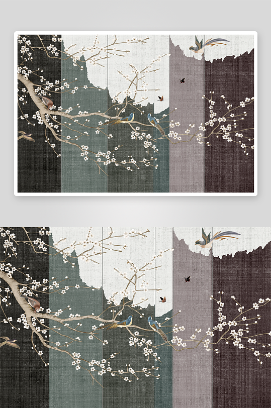 中式花枝花卉挂画装饰画-众图网