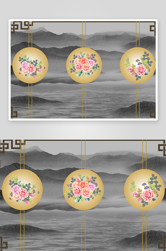 中式花枝花卉挂画装饰画-众图网