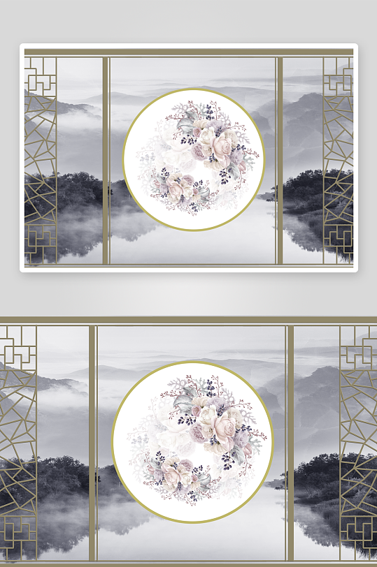 中式花枝花卉挂画装饰画-众图网