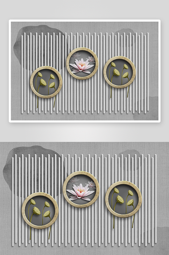 莲花中式艺术装饰画-众图网