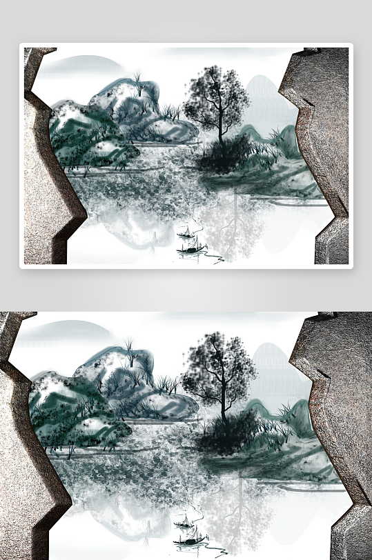 植物风景画中式装饰画-众图网