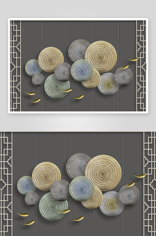 中式游鱼艺术装饰画-众图网