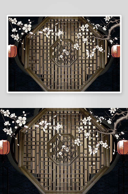 中式花枝花卉风景画艺术装饰画-众图网