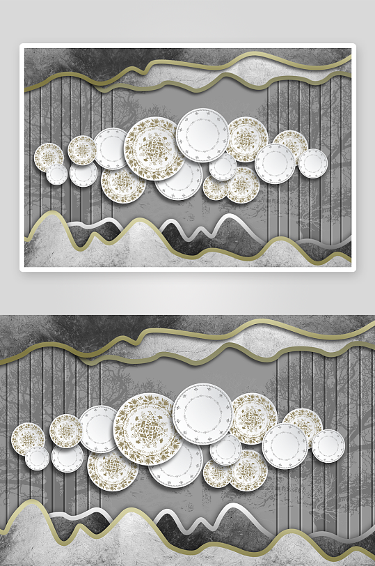 水墨风景画中式装饰画-众图网