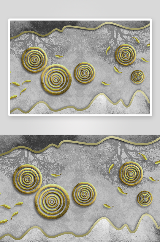 水墨风景画中式立体装饰画-众图网