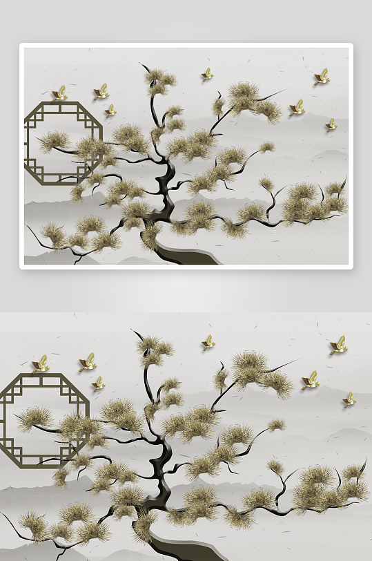 植物风景画中式装饰画-众图网