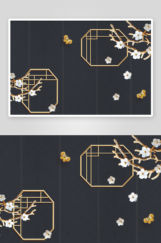 中式花卉花枝艺术装饰画-众图网