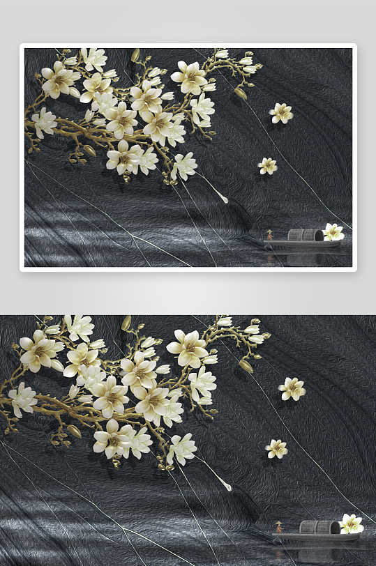 花卉花枝水墨中式装饰画-众图网