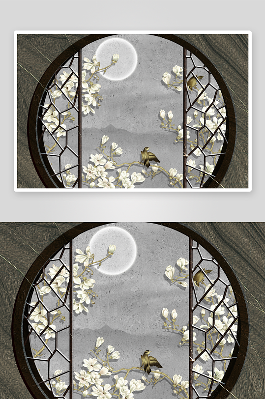 花卉花枝水墨中式装饰画-众图网